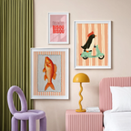 Set of 3 Minimalist Animal Art Prints – Bisou Bisou Bisou Penguin, Scooter Penguin & Warm Tones Fish Wall Art