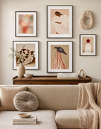 Set of 5 Modern Wall Art Prints | Bauhaus, Black Figurative Portraits, Geometric Abstract & Sighthound Illustration