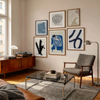 Set of 6 Abstract Wall Art Prints | Navy, Beige, Black and Contemporary Figures