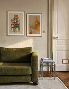 Set of 2 Stacked Vintage Chairs II & Warm Abstract Painting | Modern Vintage & Contemporary Wall Art