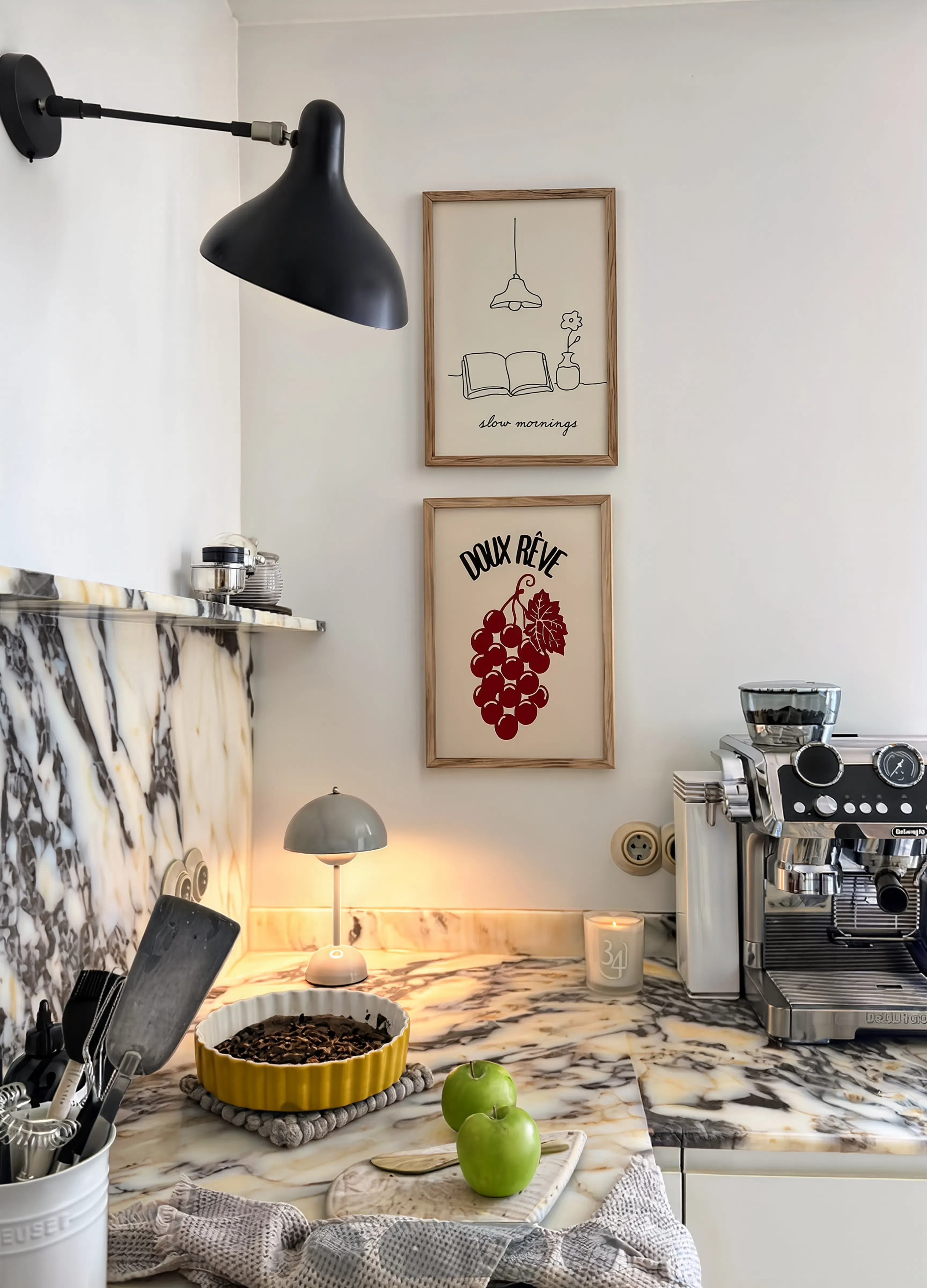 Set of 2 Kitchen Wall Art Prints | Slow Mornings & Doux Rêve