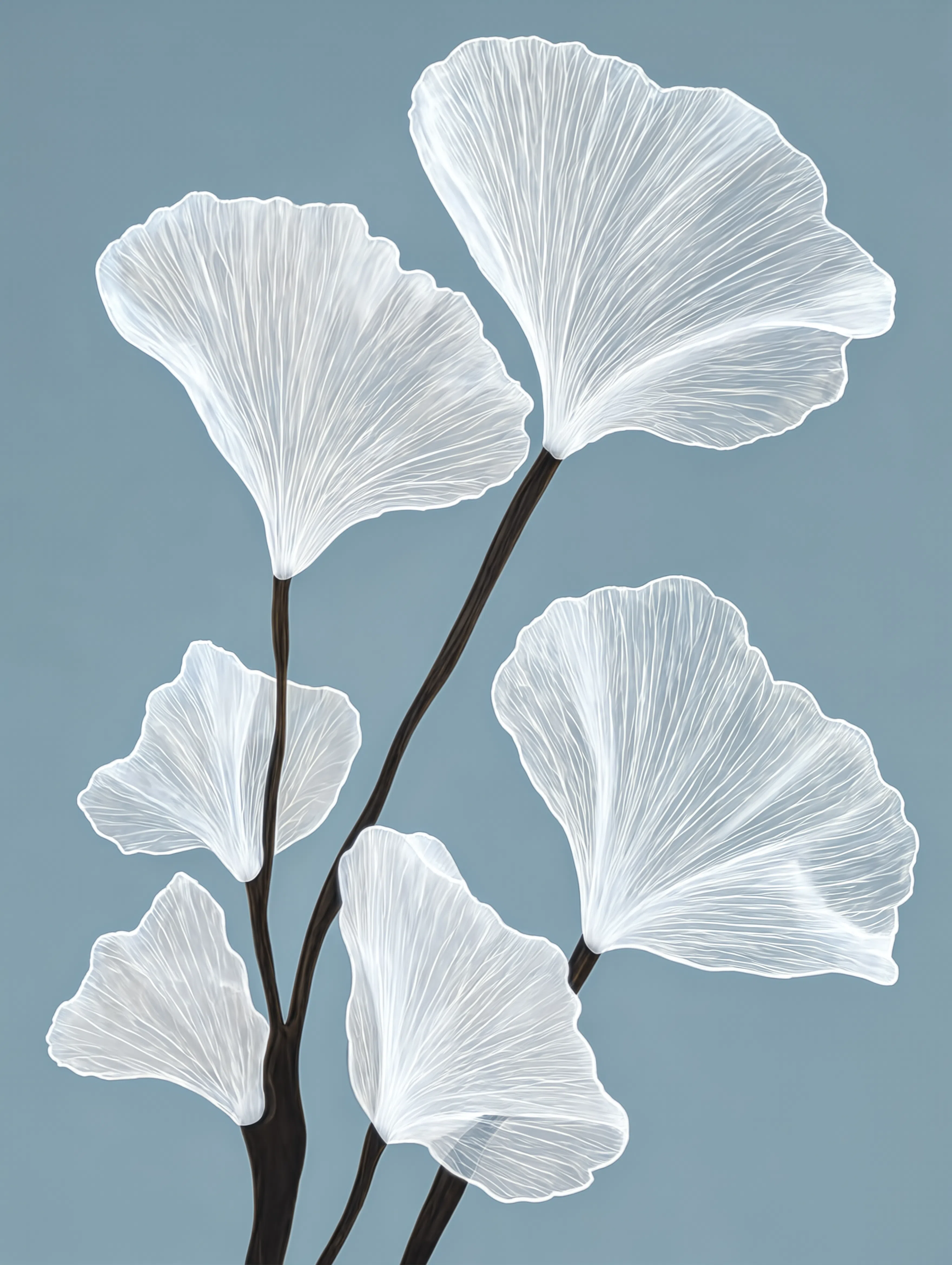 Blue Ginkgo Leaves | Contemporary Botanical Wall Art