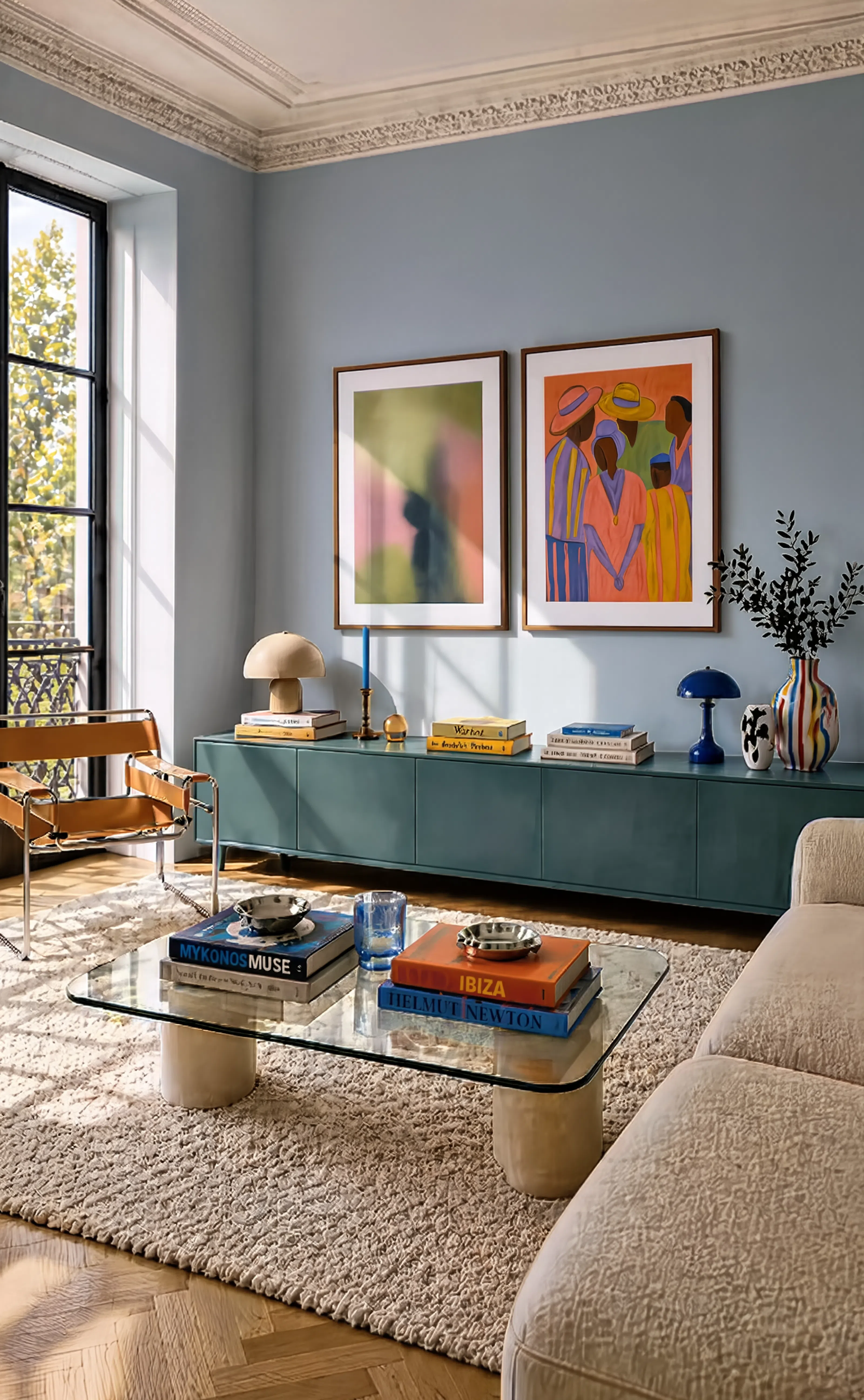 Set of 2 Community Gathering & Soft Colour Composition | Contemporary Figurative & Abstract Wall Art Prints