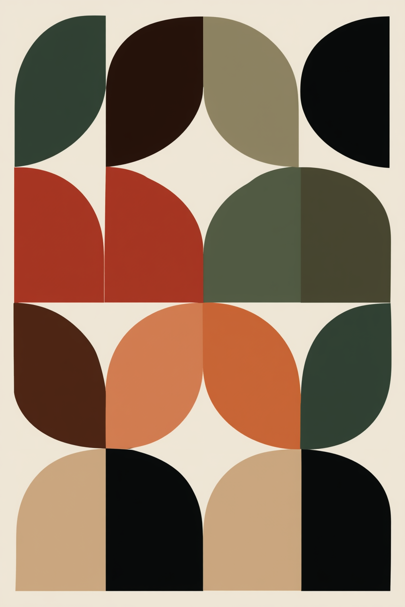 Earthy Tones Trio – Bauhaus Wall Art Set - Hakyarts
