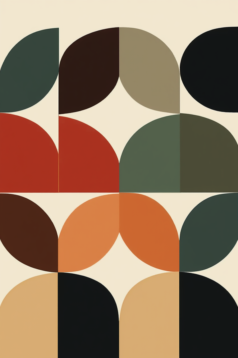 Earthy Tones Trio – Bauhaus Wall Art Set - Hakyarts