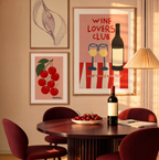 Set of 3 Wine Club & Pendulum Curve Wall Art Prints | Modern Kitchen & Dining Gallery Wall