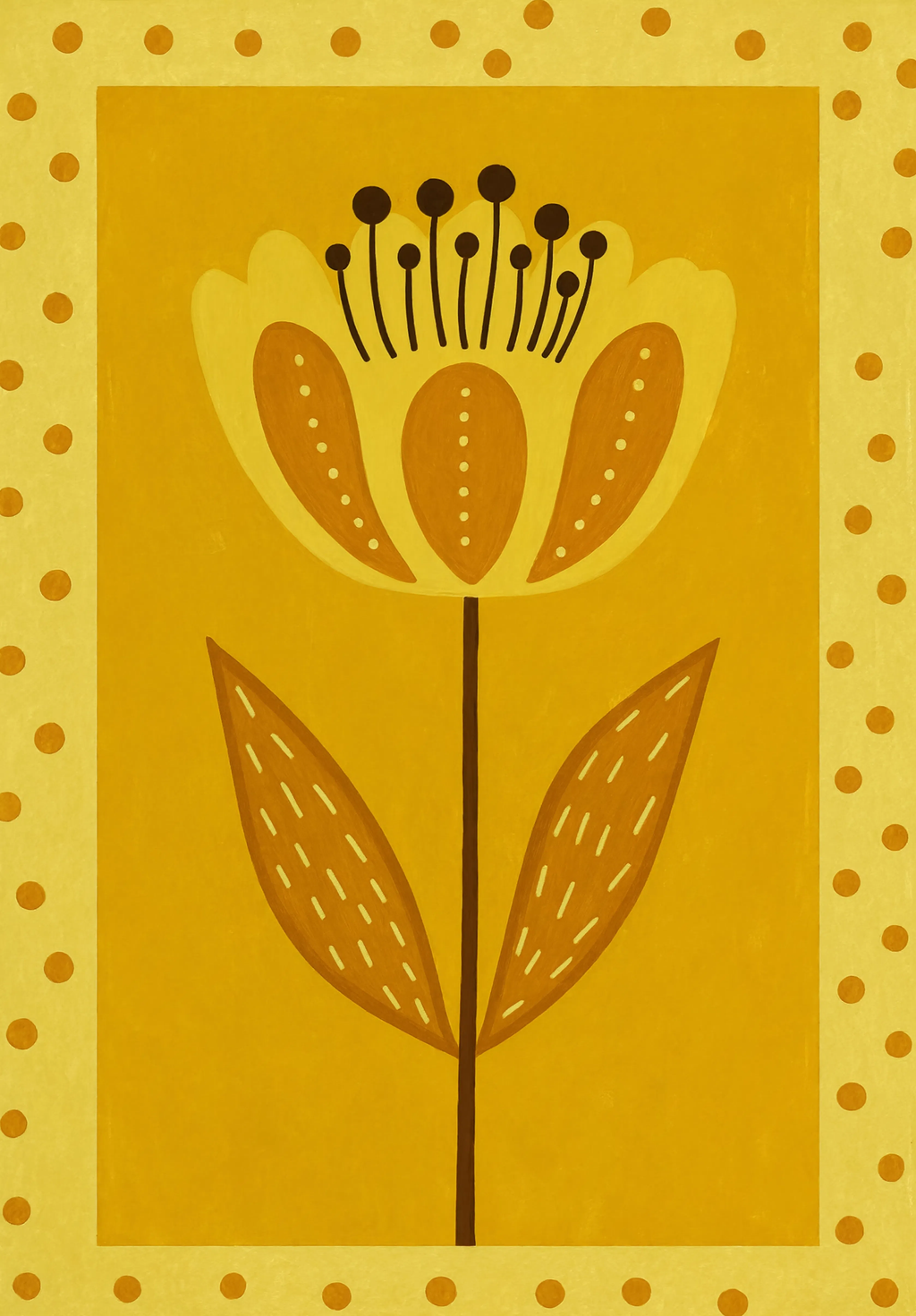 Golden Amber Flower Print | Contemporary Botanical Wall Art