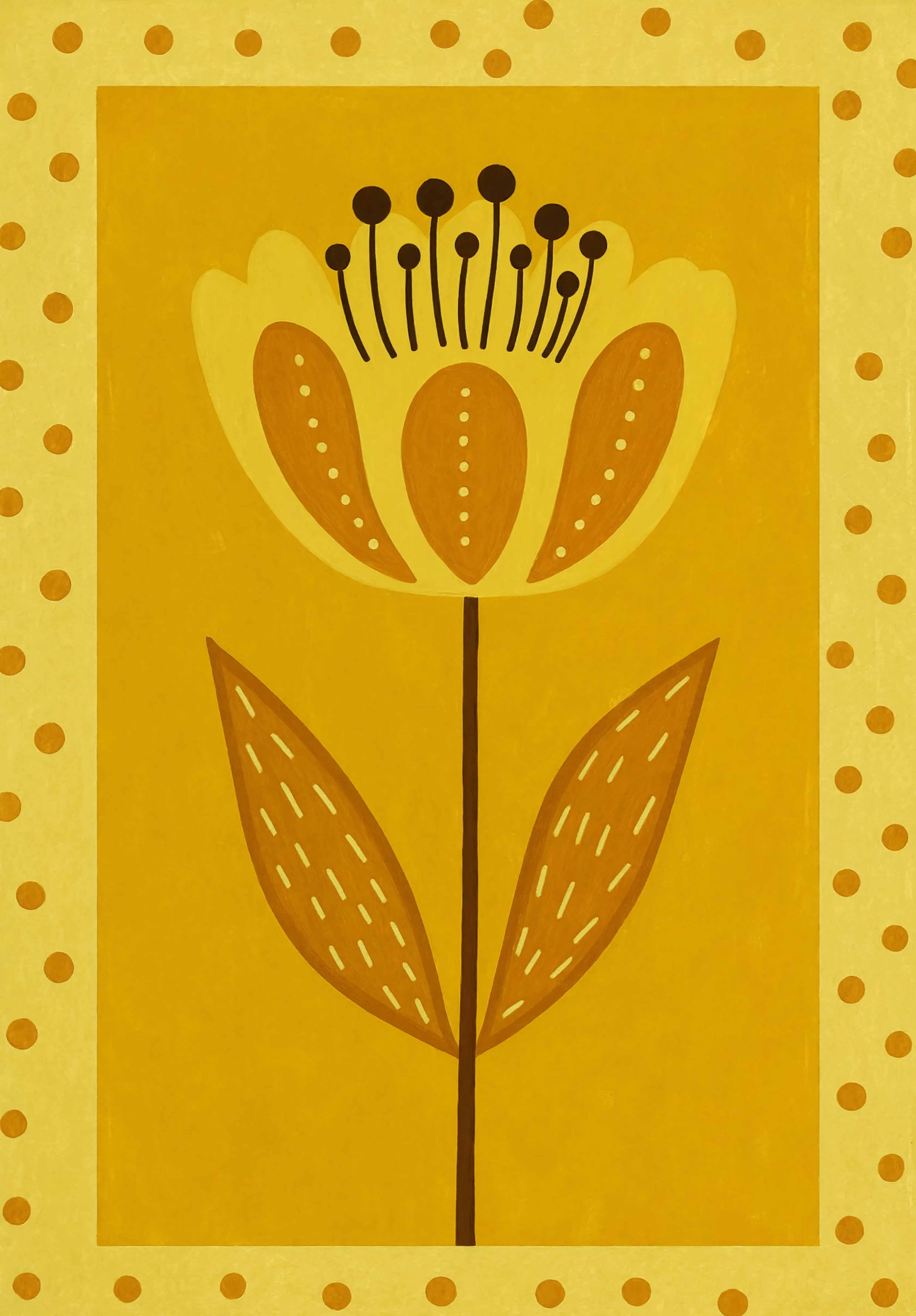 Golden Amber Flower Print | Contemporary Botanical Wall Art