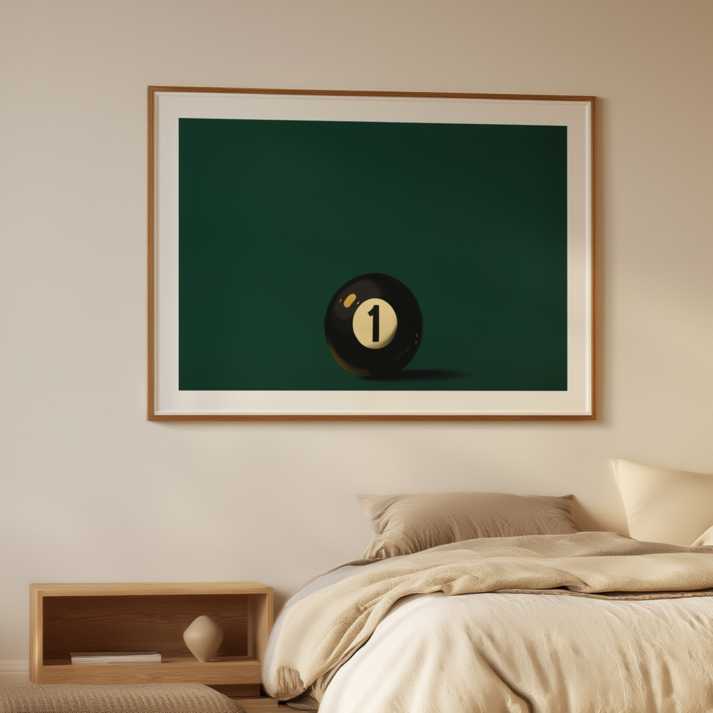 Green Black Pool Ball – Number 1 – Minimalist Wall Art Print