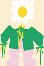 Green Daisy Flower – Minimalist Botanical Art Print