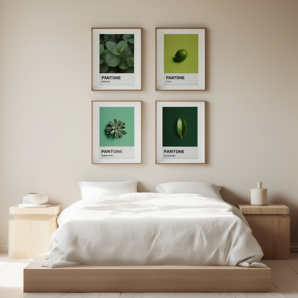Set of 4 Pantone-Inspired Formal Garden, Green Haze, Peridot & Seafoam Green – Minimalist Color Art Prints