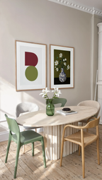 Set of 2 Warm Graphic Interior & Blossoms in Blue Vase II | Contemporary Abstract & Floral Wall Art Prints