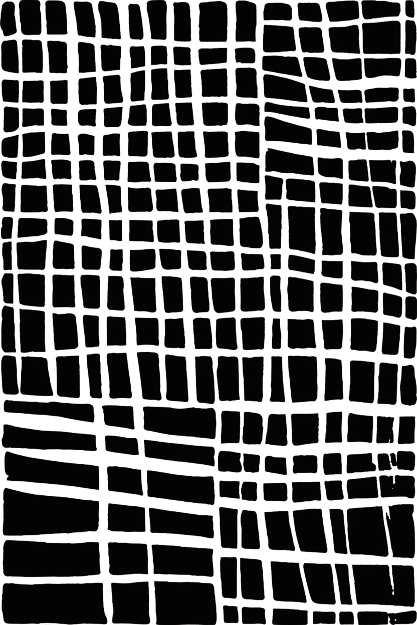 Black Striped Abstract – Set of 4 Geometric Art Prints - Hakyarts