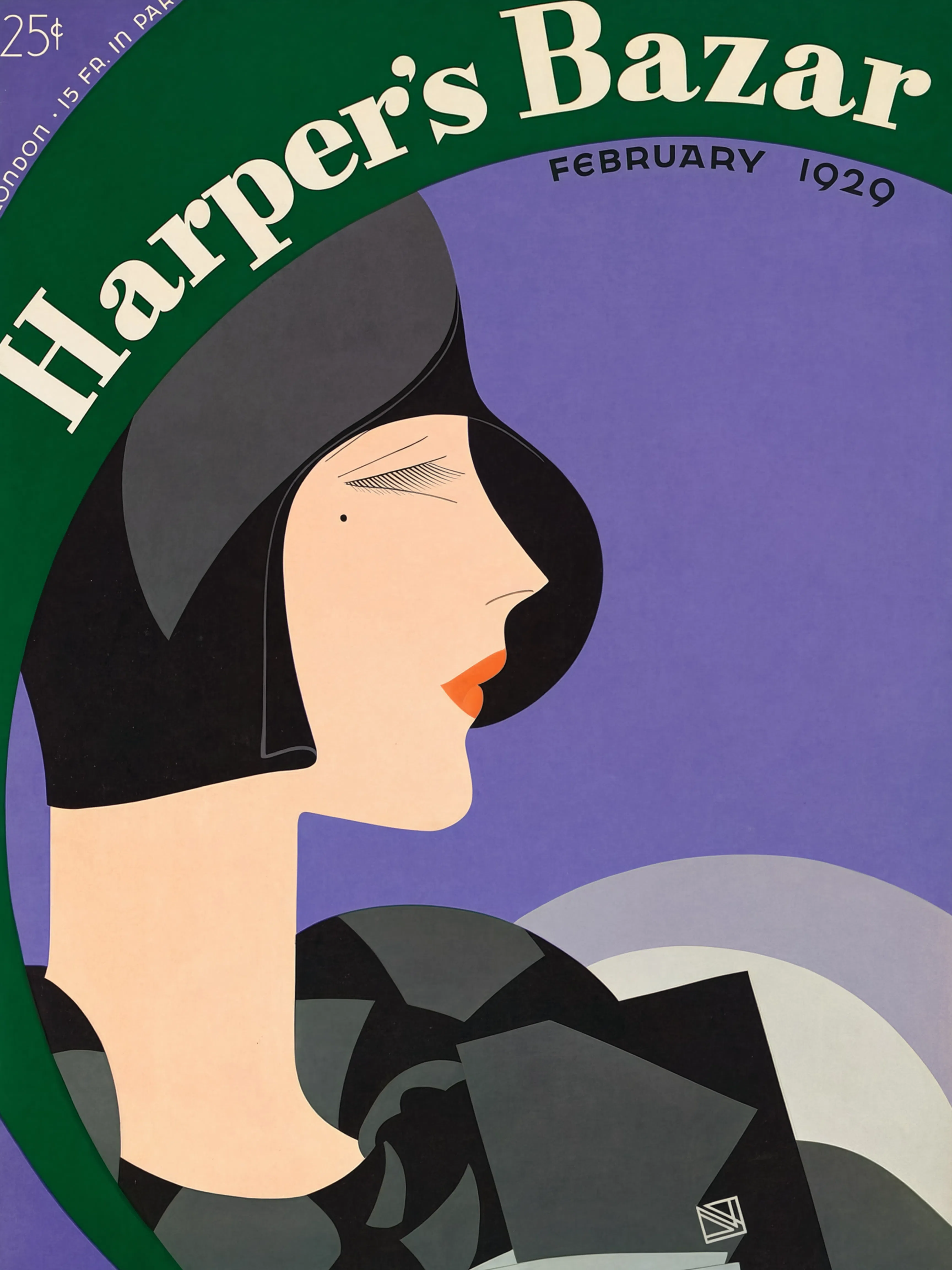 Harper's Bazaar Magazine Cover, February 1929 – Vintage Editorial Fashion Art Print