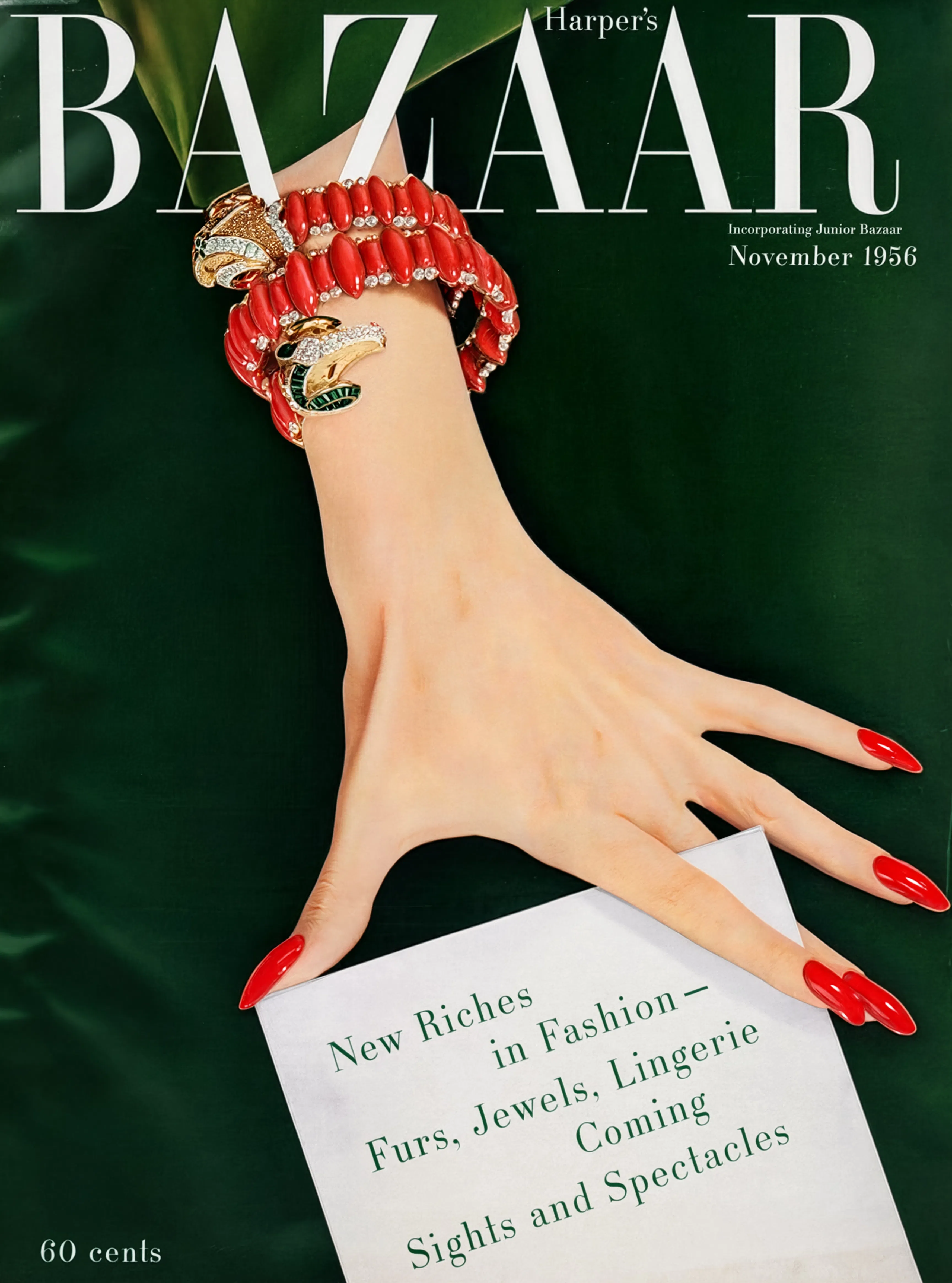 Harper's Bazaar Magazine Cover, November 1956 – Vintage Editorial Fashion Art Print
