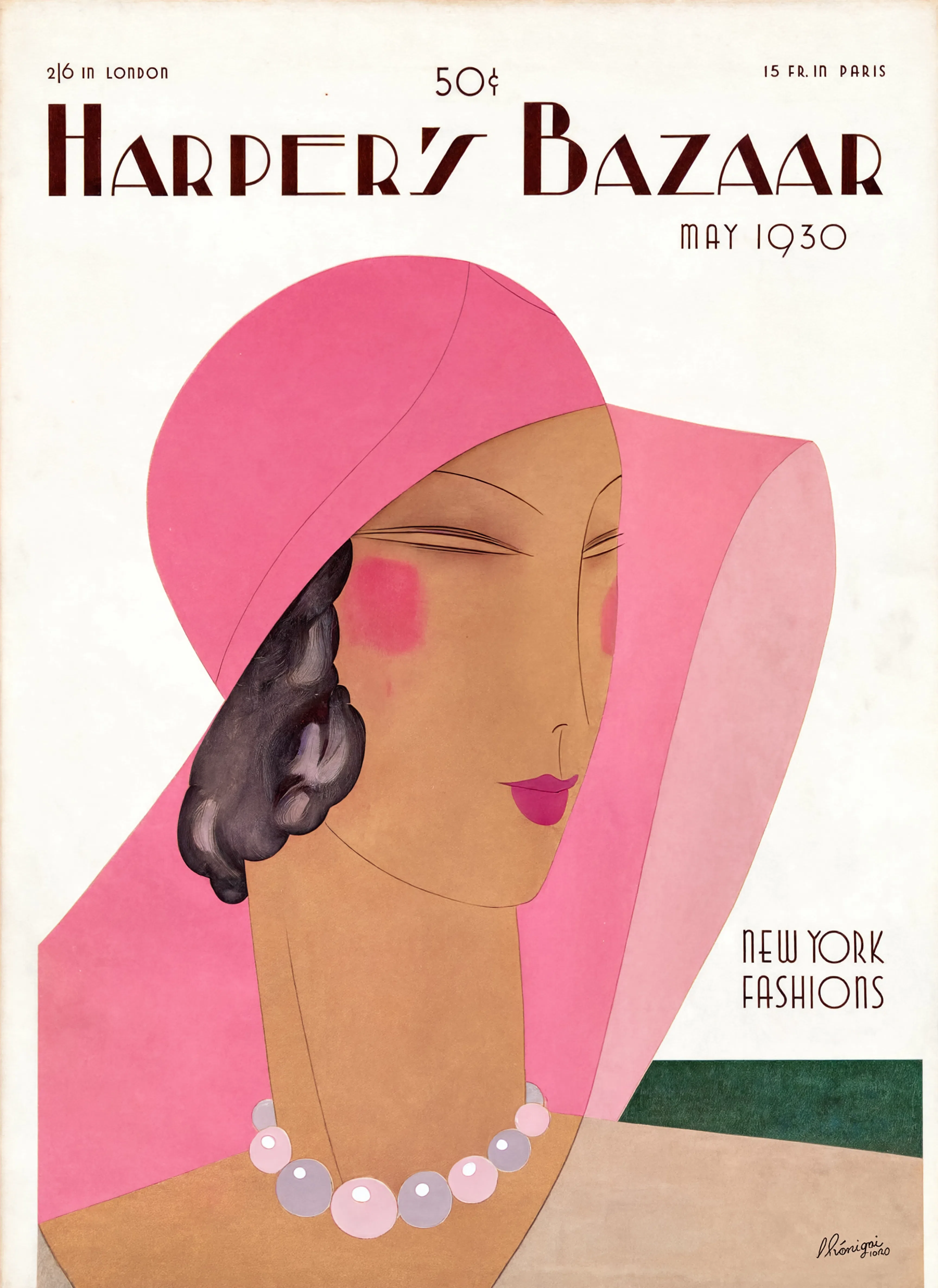 Harper's Bazaar Magazine Cover, May 1930 – New York Fashions Vintage Editorial Art Print