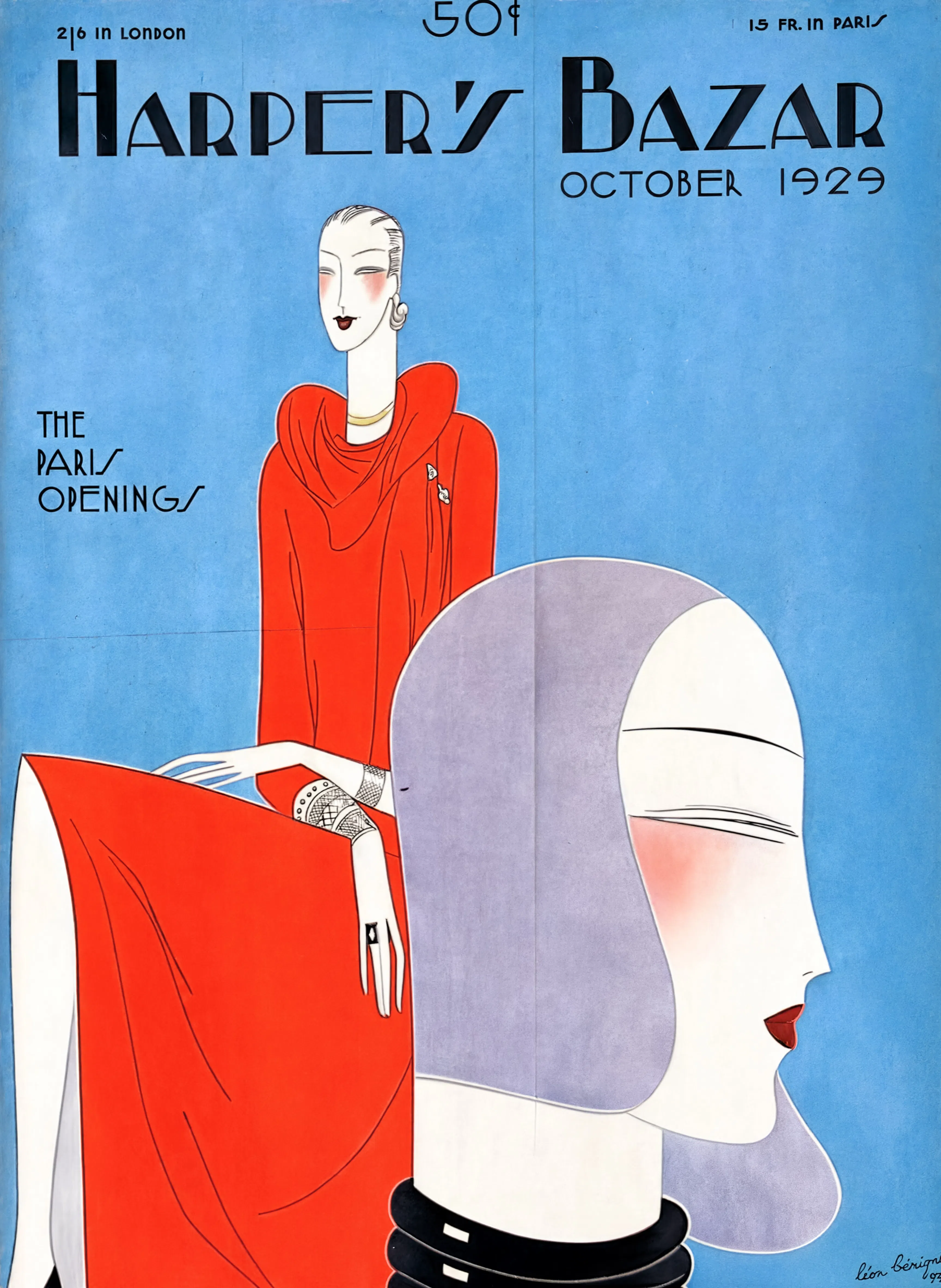 Vintage Harper's Bazaar Magazine Cover – Paris Openings, October 1929 Art Print