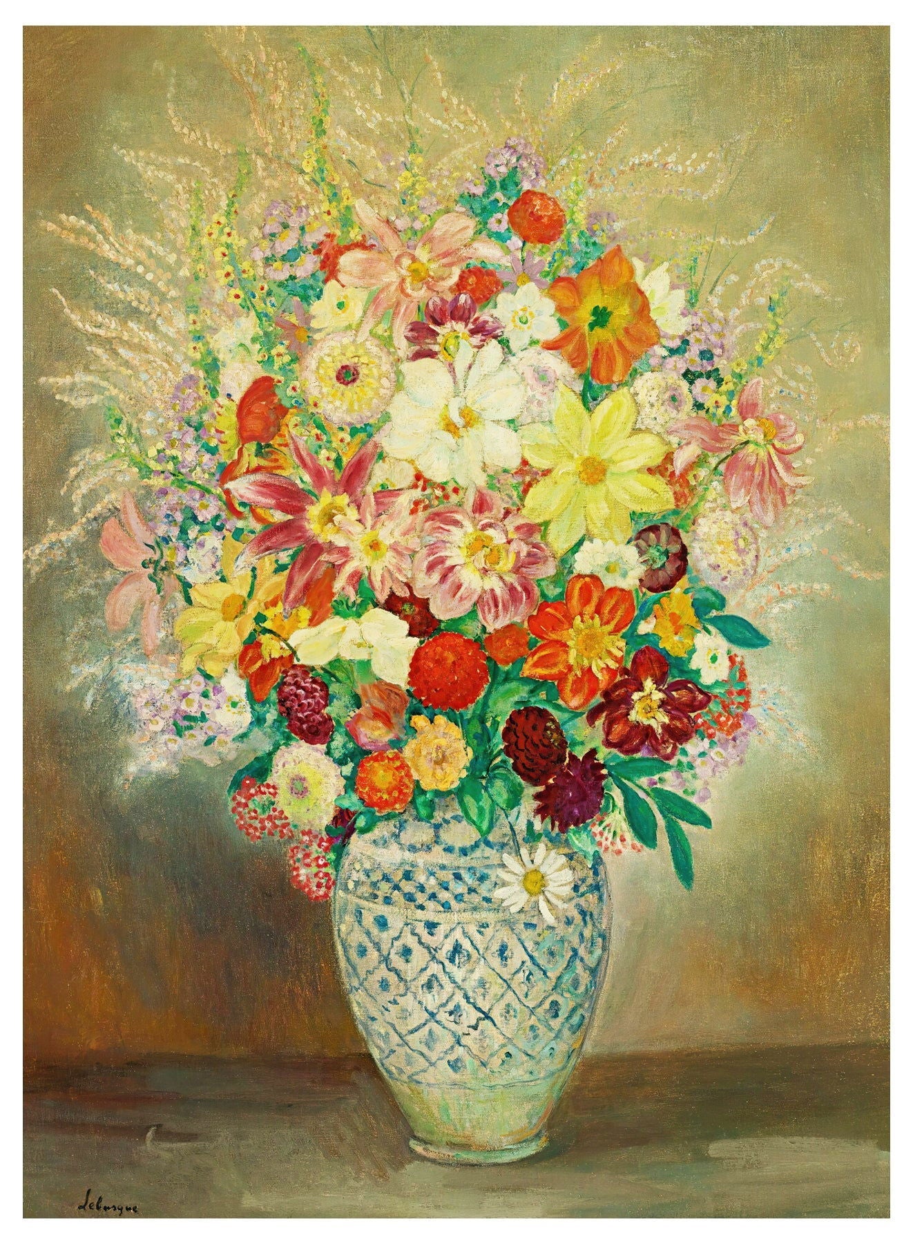 Henri Lebasque - Composition Florale Aux Dahlias