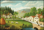 Henri Rousseau - Pastoral Landscape with Stream, Fisherman and Stroller