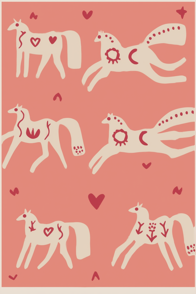 Illustrated Horses – Minimalist Equine Art Print