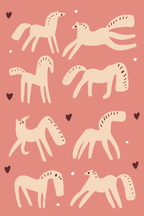 Illustrated Running Horses – Minimalist Equine Art Print