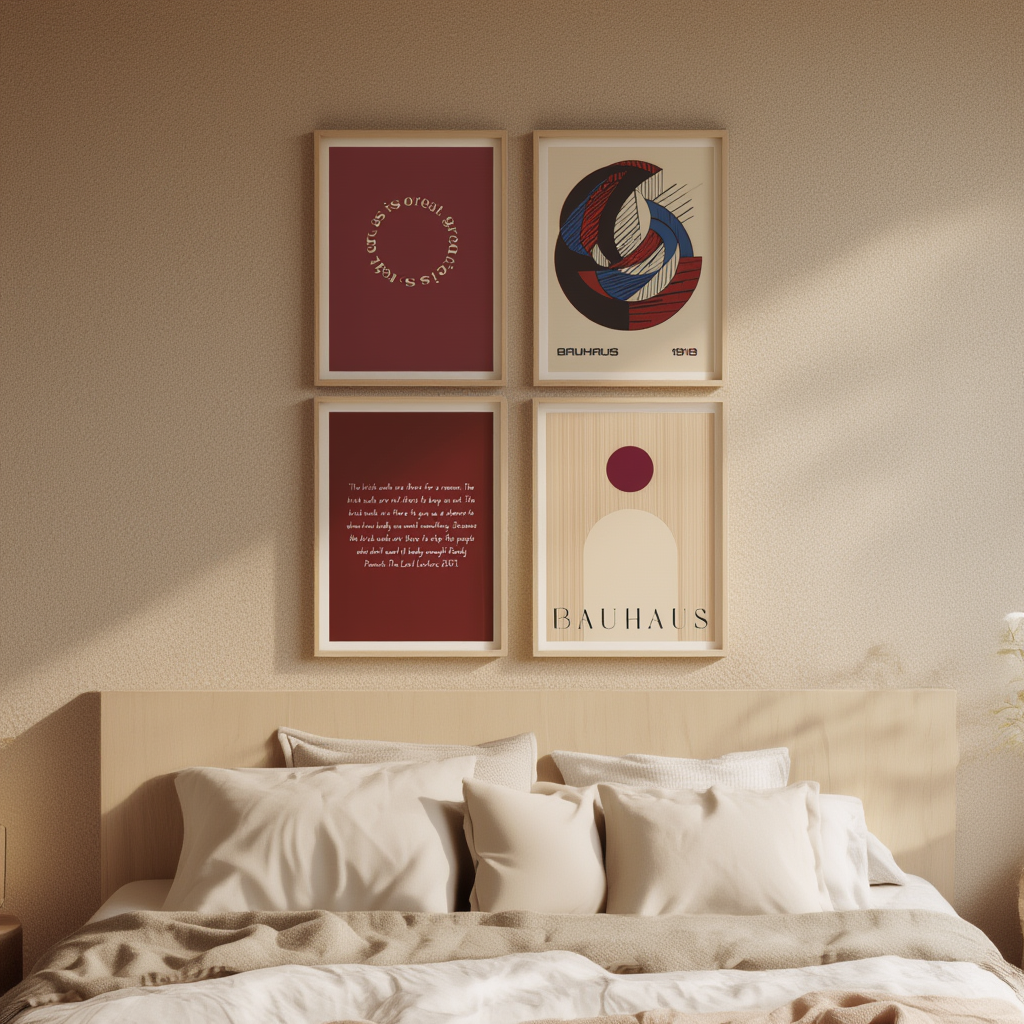 Set of 4 Motivational Bauhaus Art Prints – Geometric Modern Wall Decor - Hakyarts