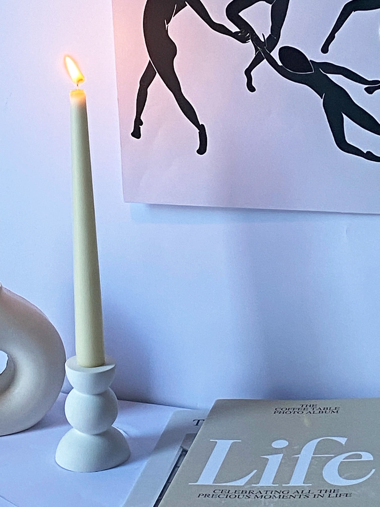 Minimalist Half Sphere Plaster Candle – White Cream  Home Decor