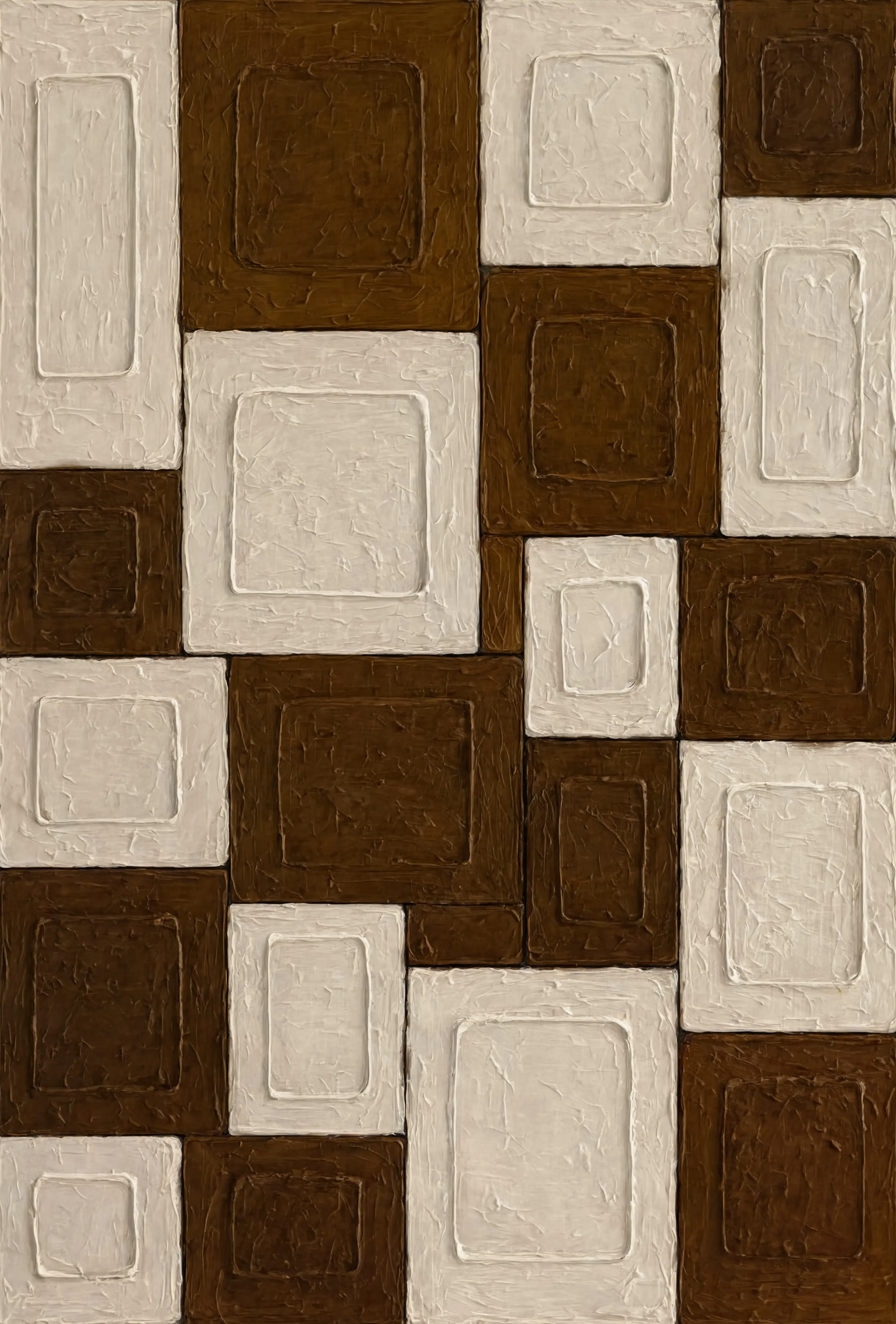 Impasto Grid I | Brown Textured Contemporary Abstract Art Print