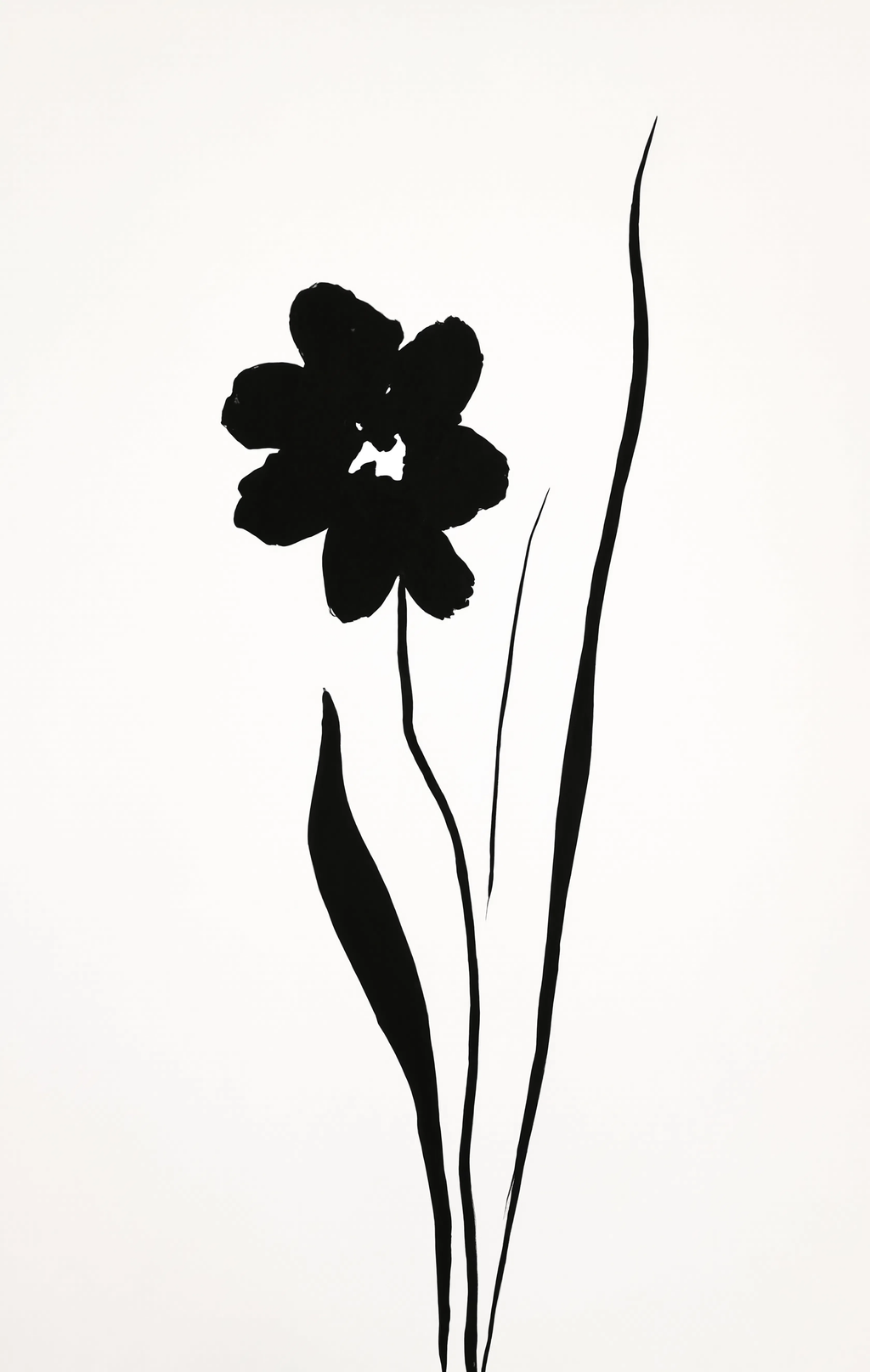 Monochrome Ink Floral Print | Minimalist Black & White Botanical Wall Art