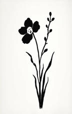 Ink Floral Print | Minimalist Black & White Botanical Art Print