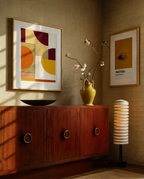 Set of 2 Modern Abstract Wall Art Prints – Spicy Mustard & Prismatic Forms Gallery Set