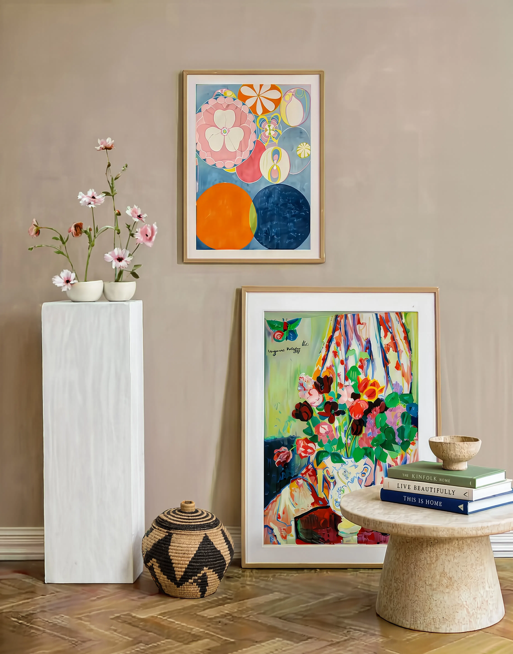 Set of 2 Modernist Wall Art Prints – Suzanne Valadon Tulips & Hilma af Klint Abstract Artwork