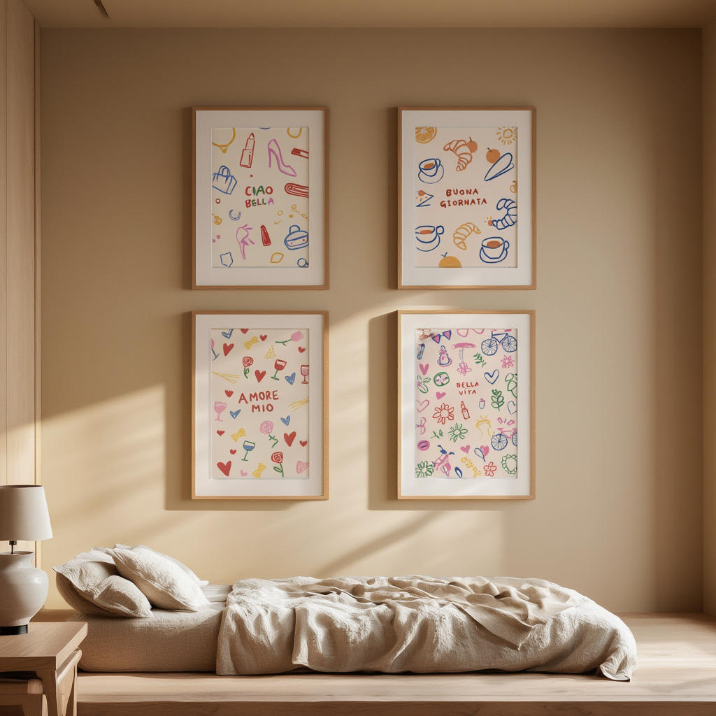 Bella Vita – 4 Italian-Inspired Retro Food Posters - Hakyarts