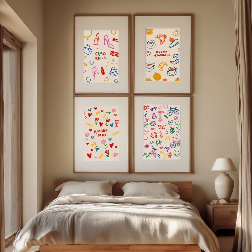 Bella Vita – 4 Italian-Inspired Retro Food Posters - Hakyarts