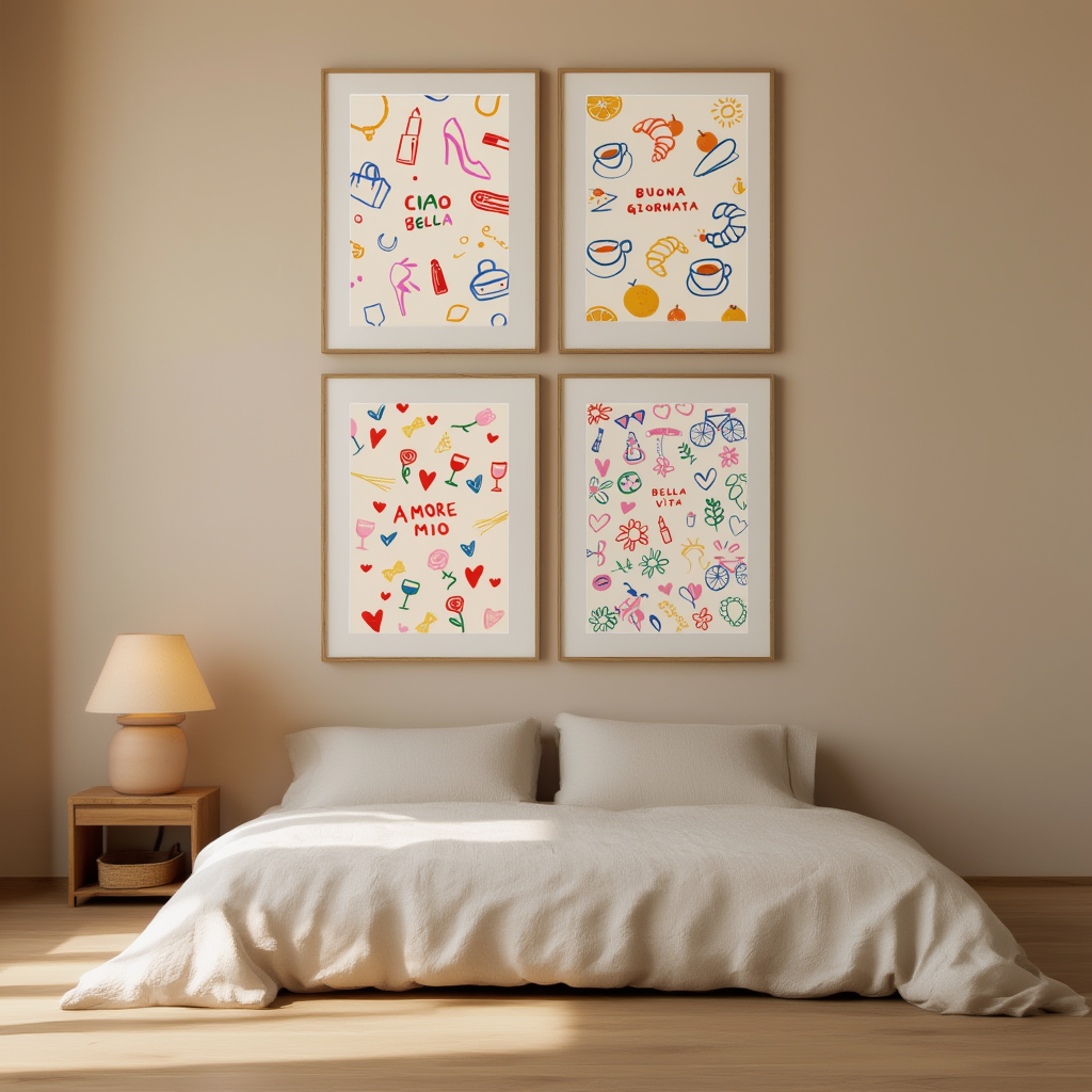 Bella Vita – 4 Italian-Inspired Retro Food Posters - Hakyarts