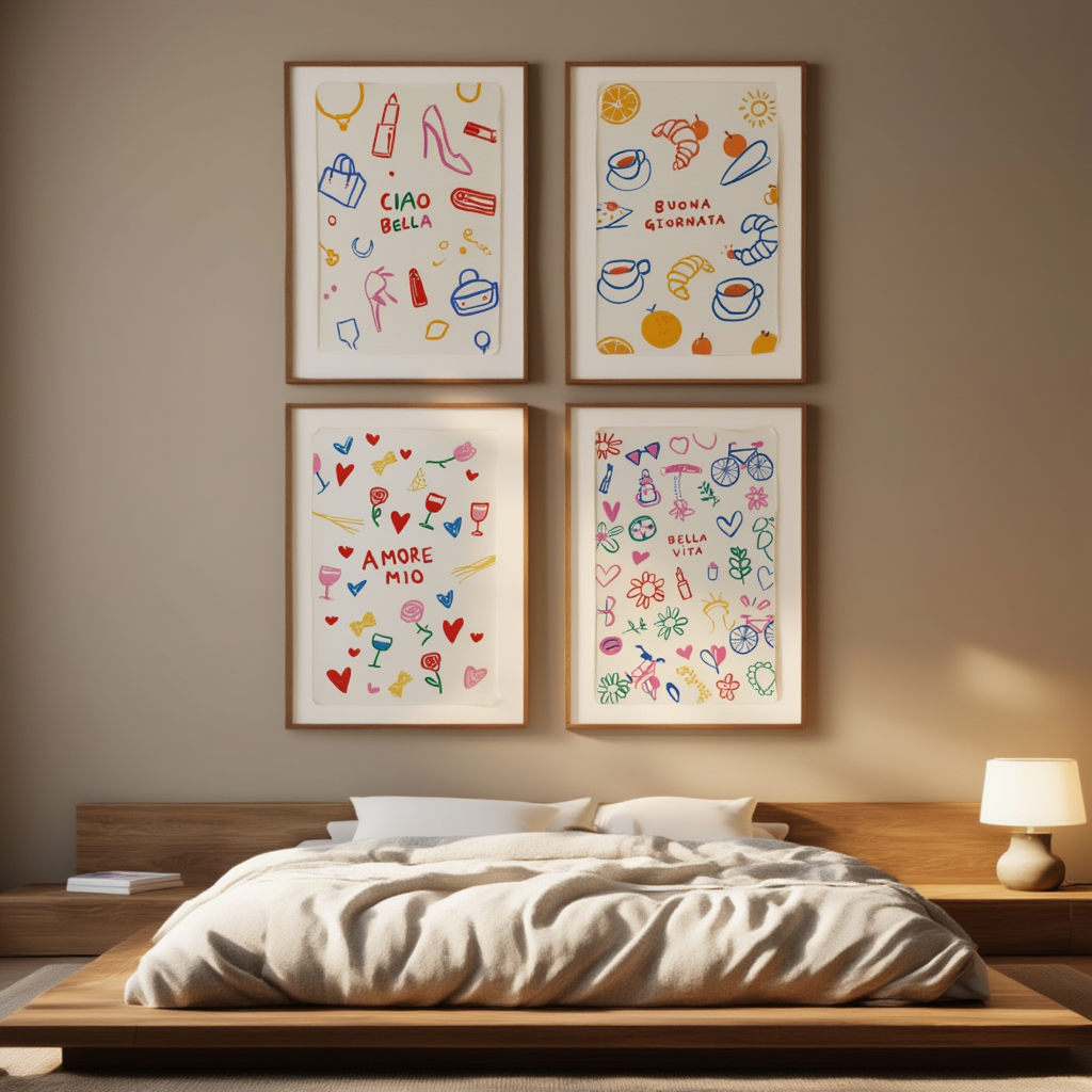 Bella Vita – 4 Italian-Inspired Retro Food Posters - Hakyarts