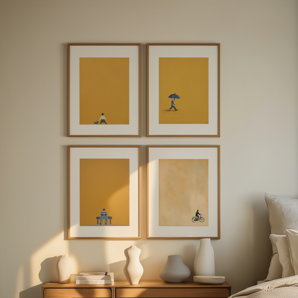 Set of 4 “Modular Dimensions” – Minimalist Geometric Wall Art Prints - Hakyarts