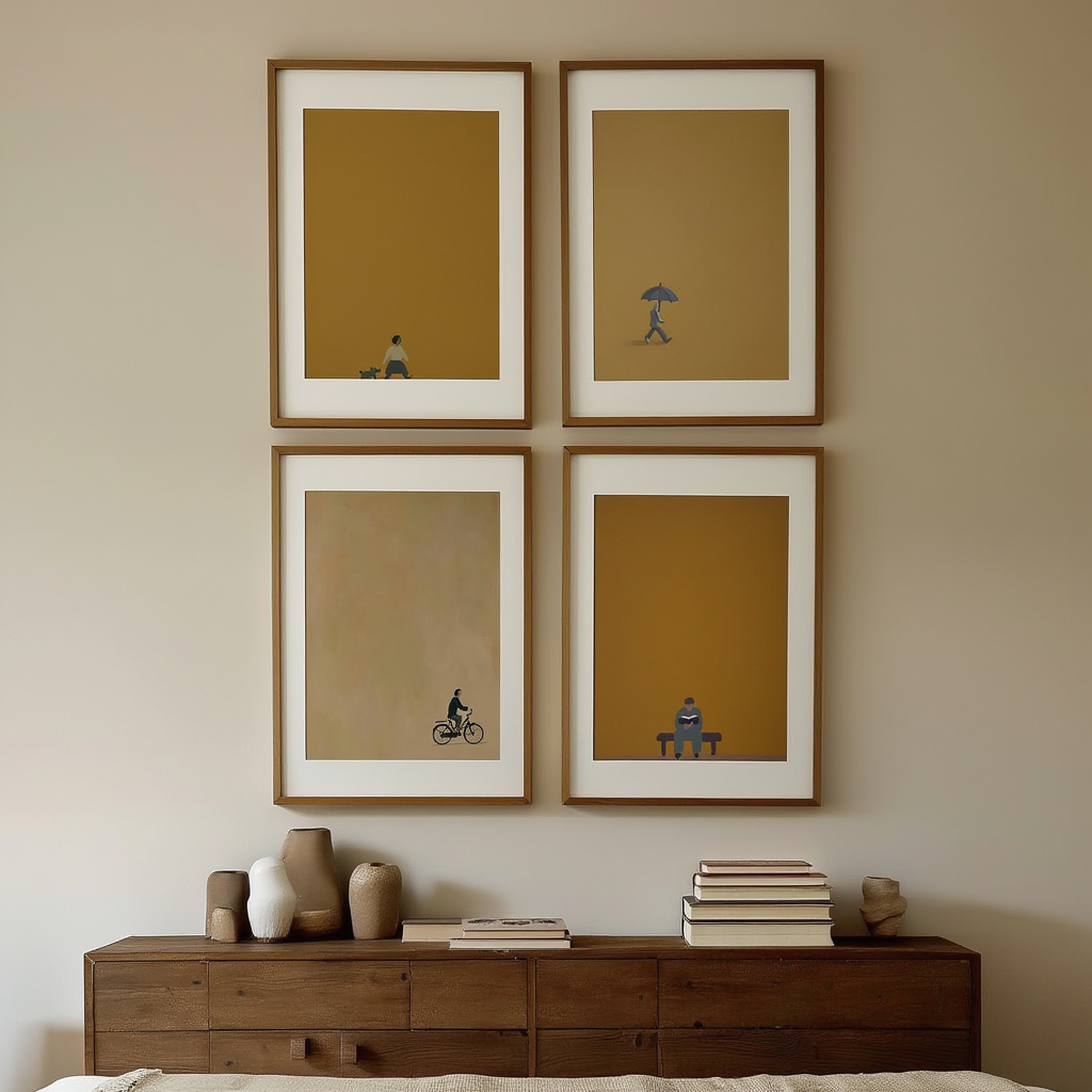 Set of 4 “Modular Dimensions” – Minimalist Geometric Wall Art Prints - Hakyarts
