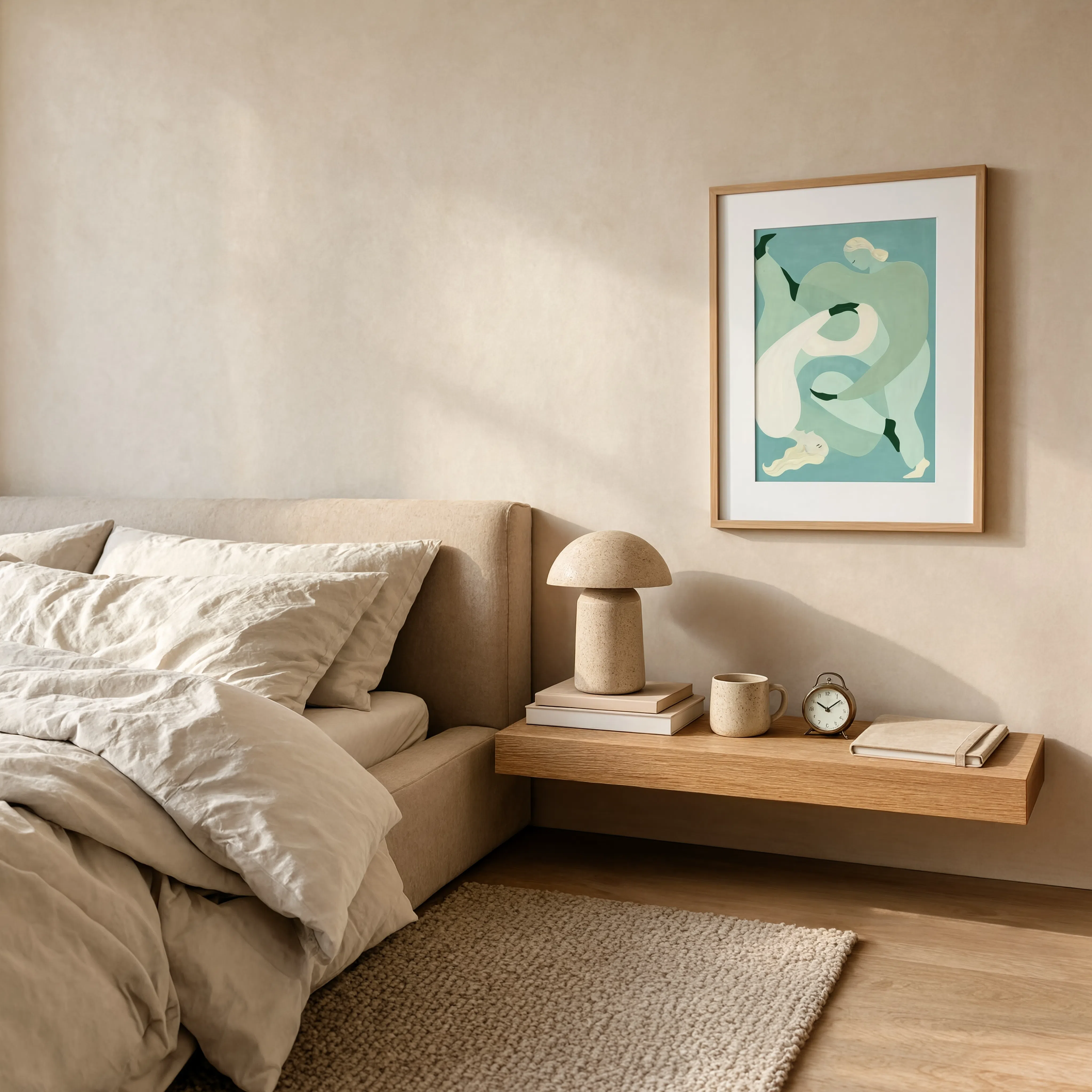 Sage Intertwined Figures | Contemporary Figurative Art Print