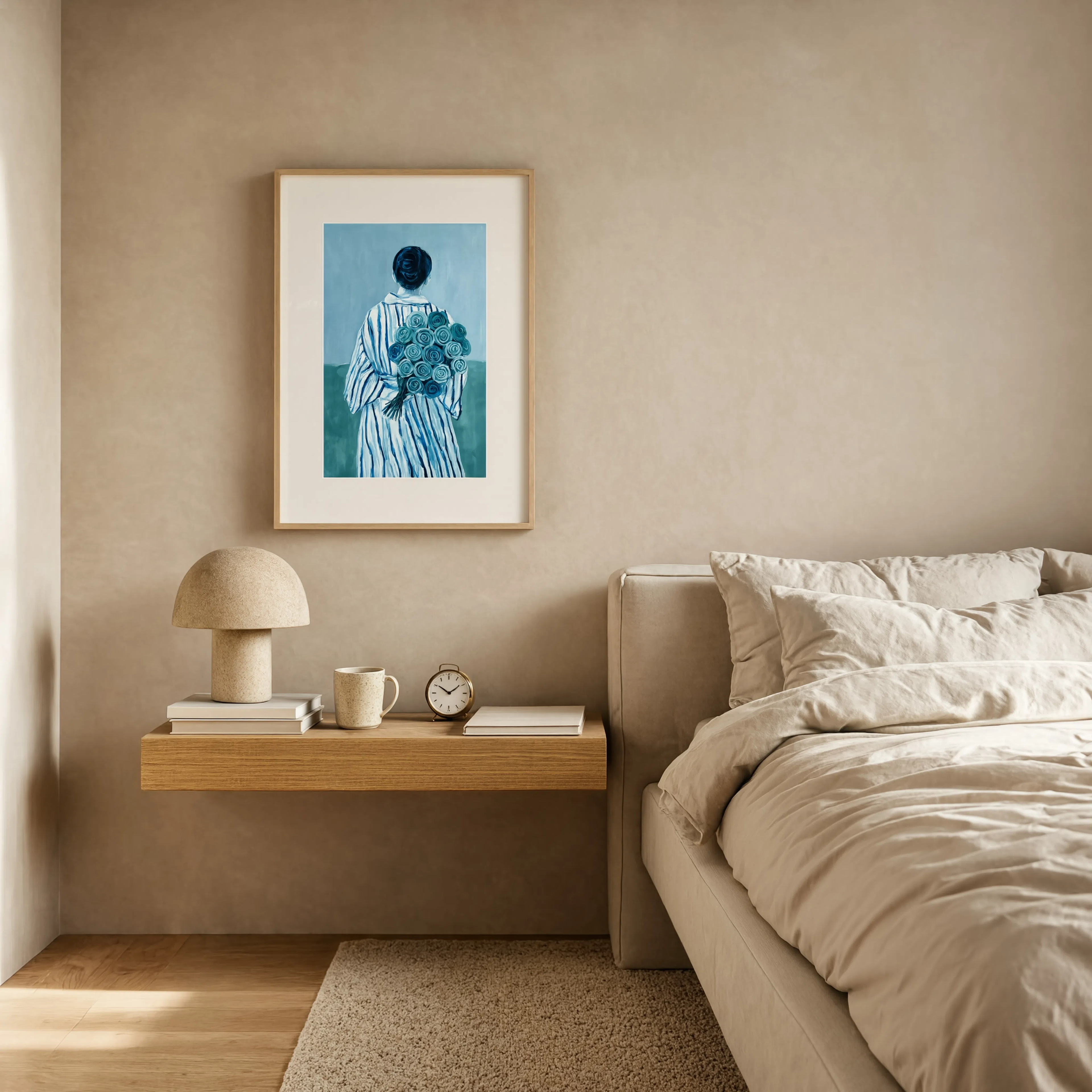 Blue Rose Print | Contemporary Botanical Floral Wall Art