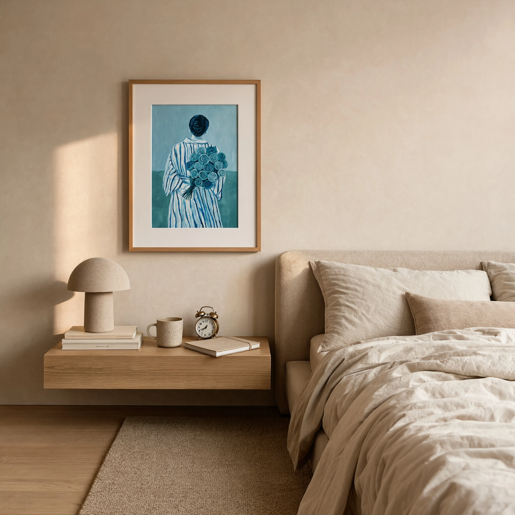 Blue Rose Print | Contemporary Botanical Floral Wall Art