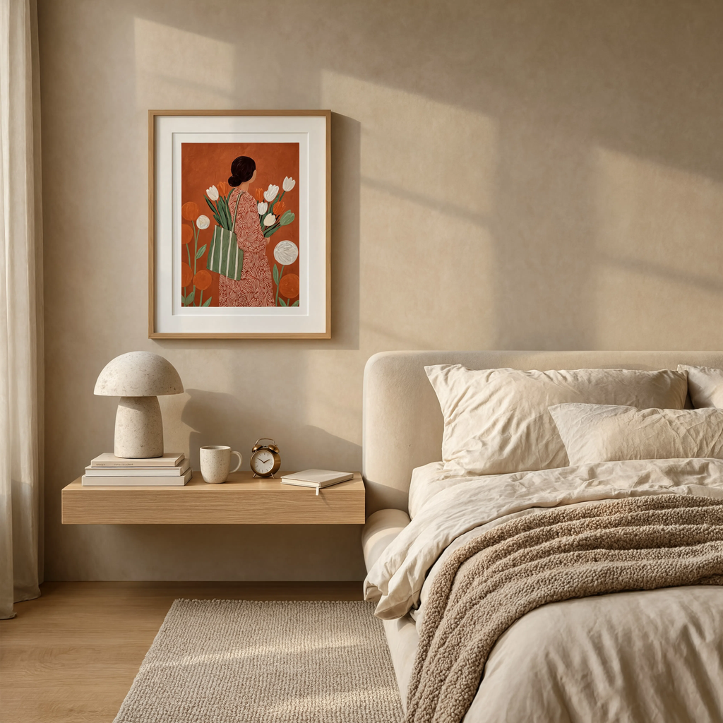 Terracotta Tulip Print | Contemporary Botanical Floral Wall Art