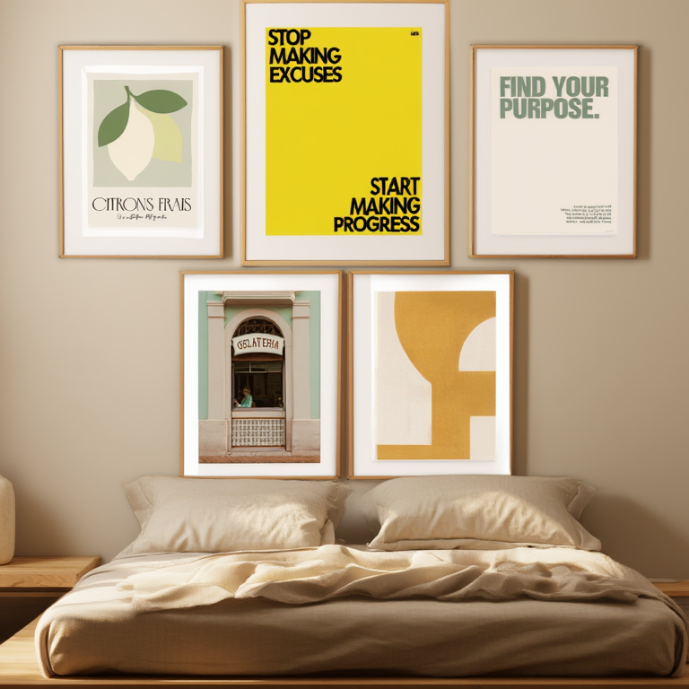 Abstract Geometric Positivity – 5 Modern Wall Art Prints - Hakyarts