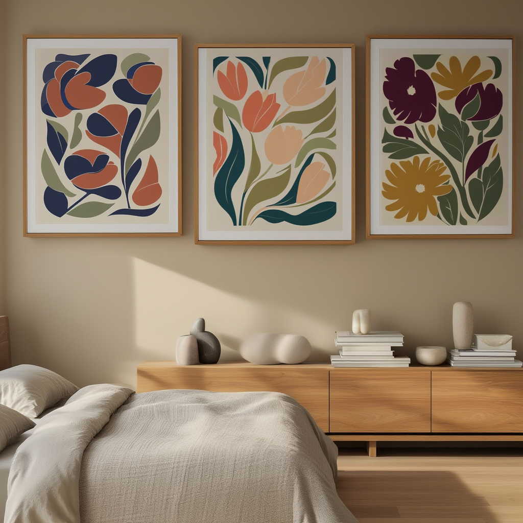 Modern Botanical Floral – Set of 3 Minimalist Nature Art Prints