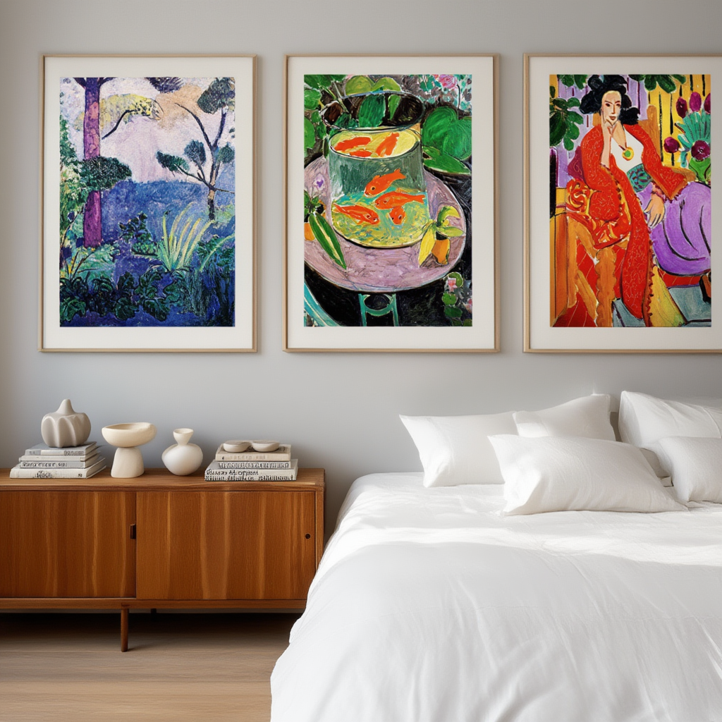 Set of 3 Henri Matisse – Moroccan Landscape, The Goldfish & Odalisque with the Red Coat – Fine Art Prints - Hakyarts