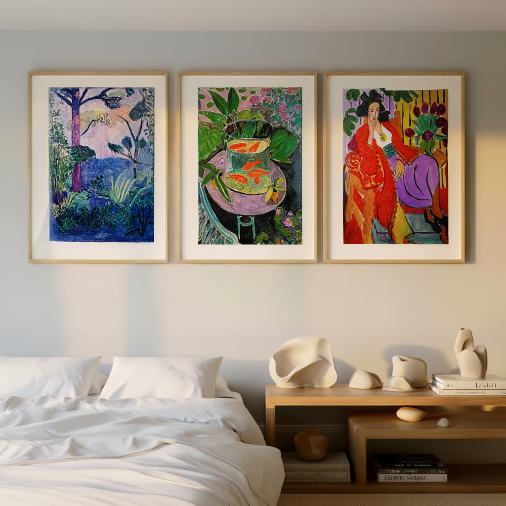 Set of 3 Henri Matisse – Moroccan Landscape, The Goldfish & Odalisque with the Red Coat – Fine Art Prints - Hakyarts