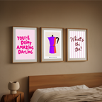 Set of 3 “Macchiato – What’s the Tea” Motivational Prints – Coffee & Inspiration Wall Art - Hakyarts