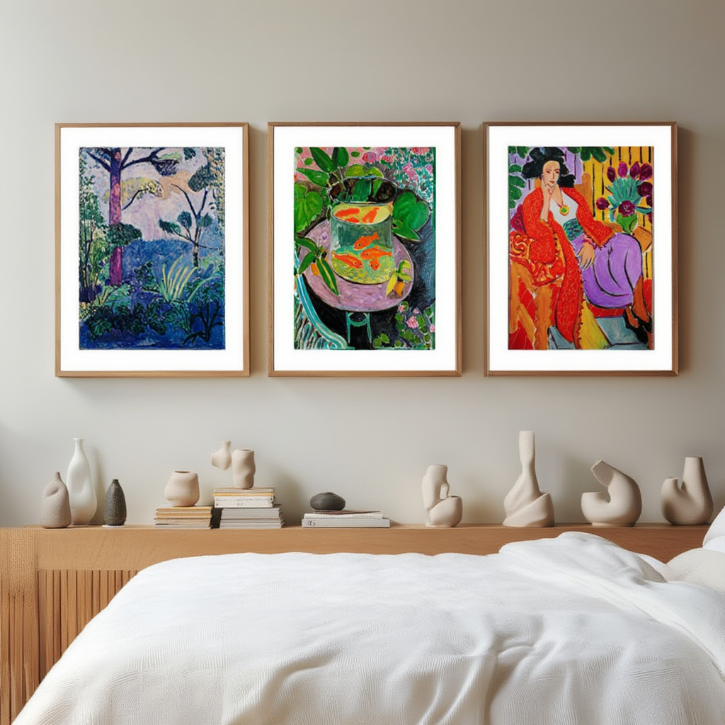 Set of 3 Henri Matisse – Moroccan Landscape, The Goldfish & Odalisque with the Red Coat – Fine Art Prints - Hakyarts