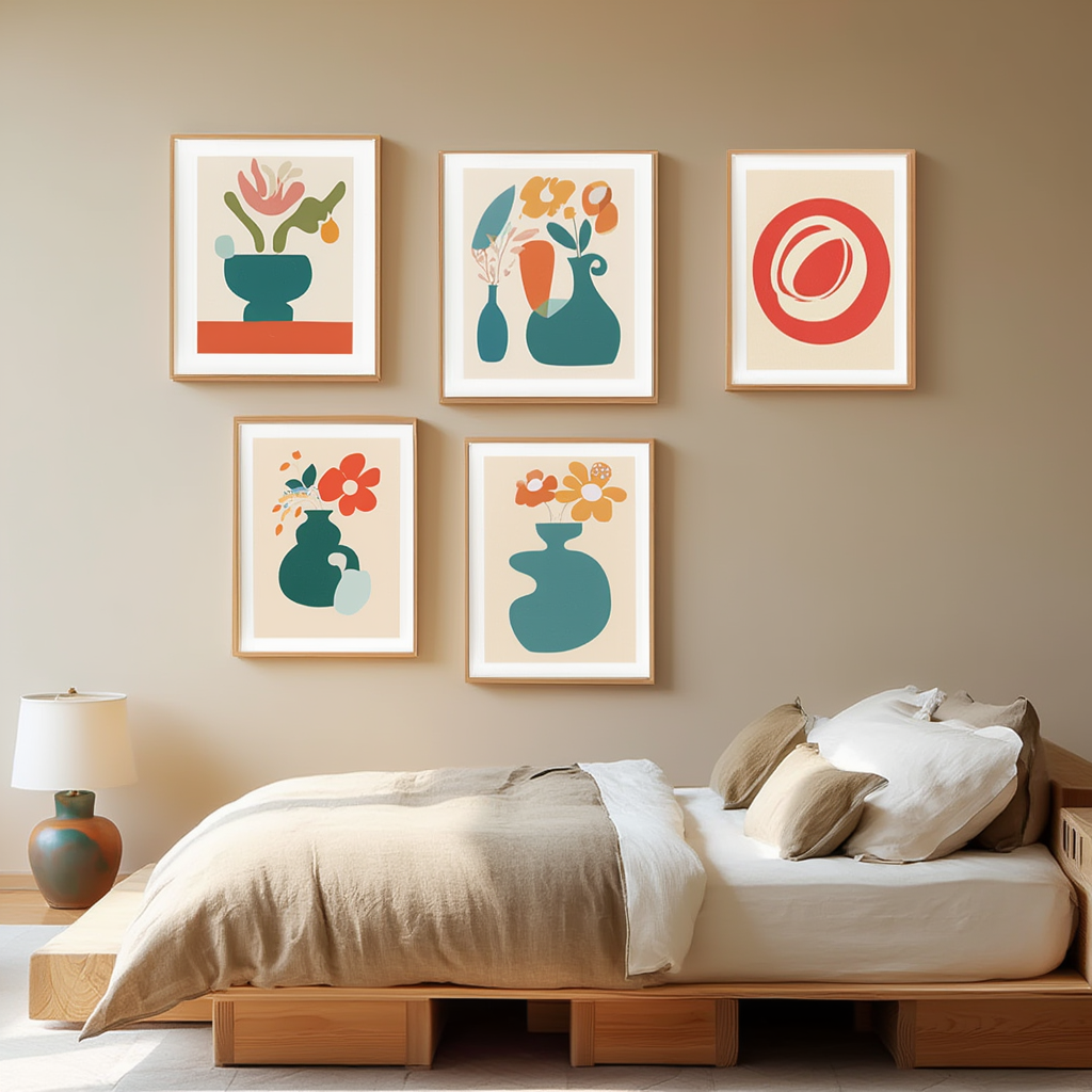 Modern Line Curve – Set of 5 Abstract Art Prints - Hakyarts