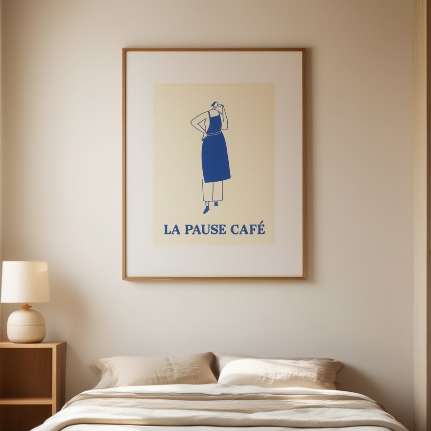 La Pause Café – Minimalist Wall Art Print